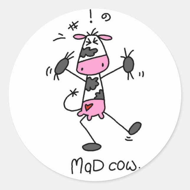 Mad Cow Tshirts and Gifts Classic Round Sticker (Front)
