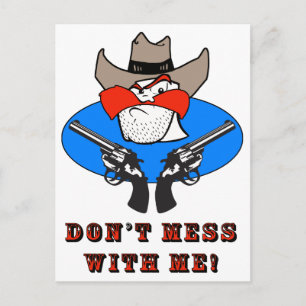 Mad Cowboy Funny Humour Illustration Postcard