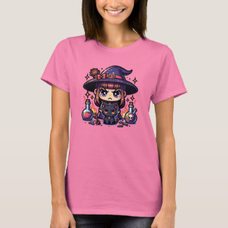 Mad Cute Witch and Black Kitty T-Shirt