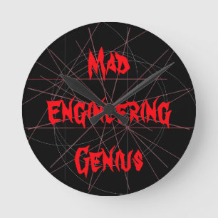Mad Engineering Genius Geeky Geek Nerd Gifts Round Clock