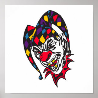 mad evil jester clown poster