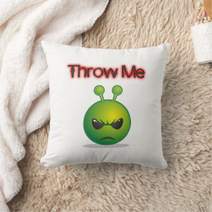 Mad Green Alien Through Me Pillow