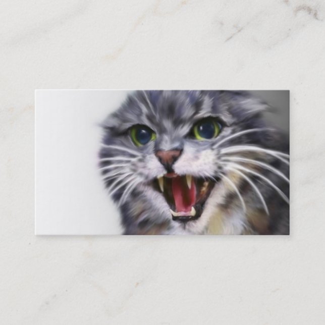 Mad Grey Cat Business Cards (Front)