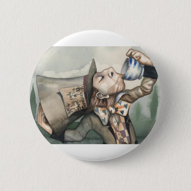 Mad hatter 6 cm round badge (Front)