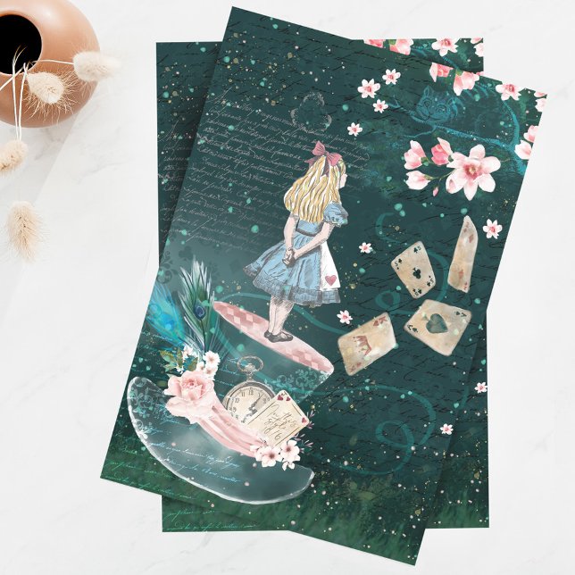 Mad Hatter Alice In Wonderland Collage Decoupage Tissue Paper (Creator Uploaded)