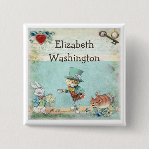 Mad Hatter Alice In Wonderland Name Tag 15 Cm Square Badge