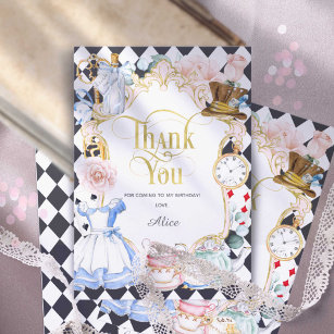 Mad hatter, Alice Onederland themed thank you card