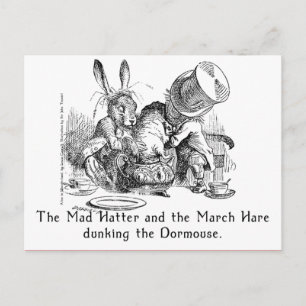 Mad Hatter and March Hare Dunking the Dormouse Postcard