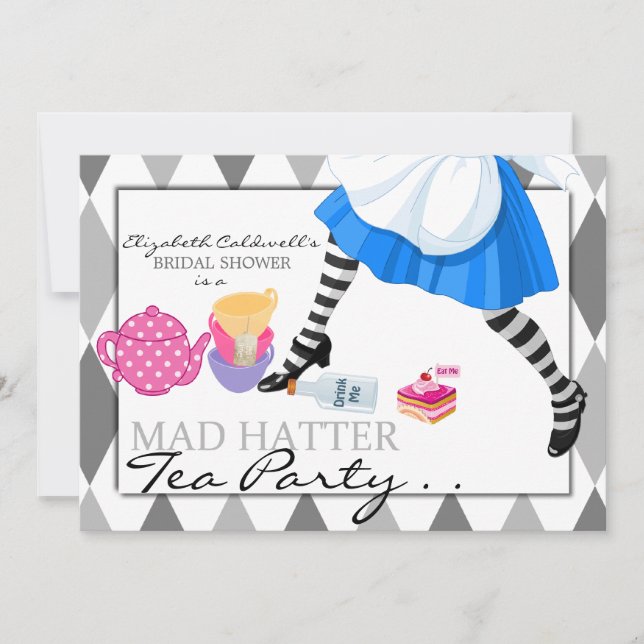 Mad Hatter Bridal Shower Tea Party Invitation (Front)