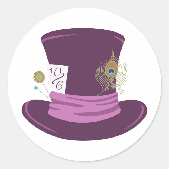 Mad Hatter Hat Classic Round Sticker (Front)