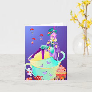 Mad Hatter in Tea Cup Greetings Card