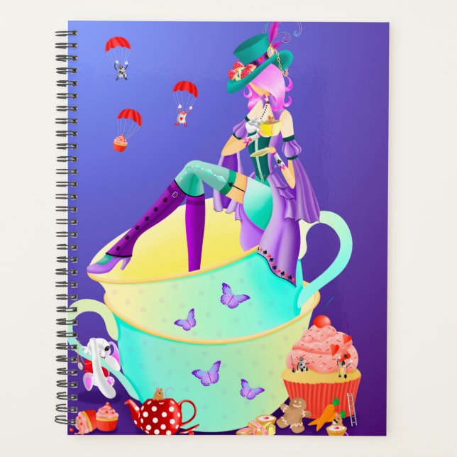 Mad Hatter in tea cup  Planner (Front)