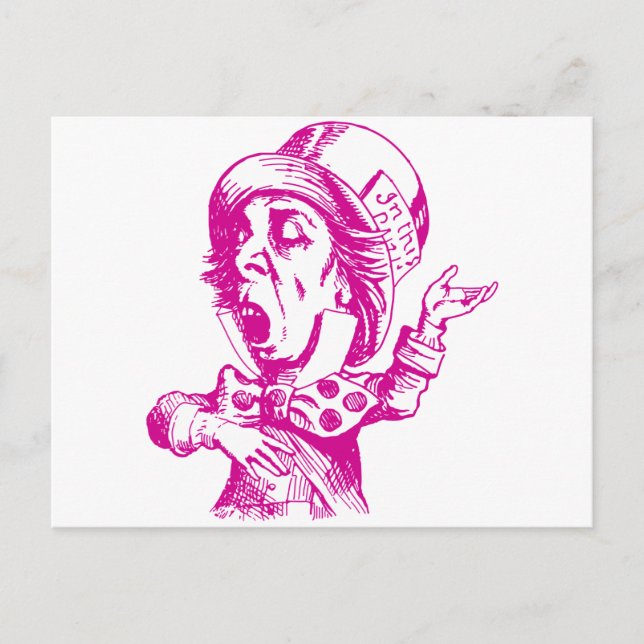 Mad Hatter Inked Pink Postcard (Front)