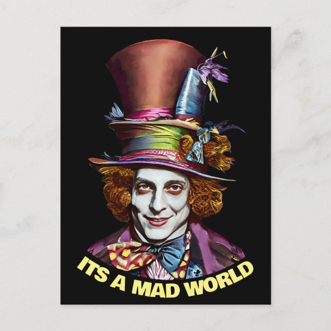 mad hatter man its a mad world fantasy art postcard (Front)