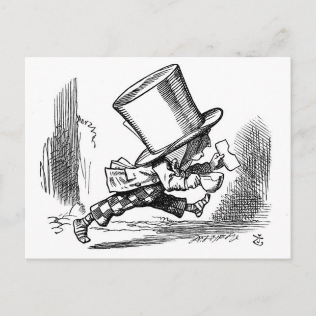 Mad Hatter Running Postcard (Front)
