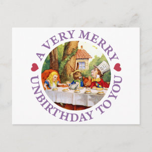 Mad Hatter Says a Very Merry Unbirthday to You! Holiday Postcard