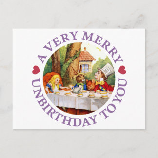 Mad Hatter Says a Very Merry Unbirthday to You! Holiday Postcard