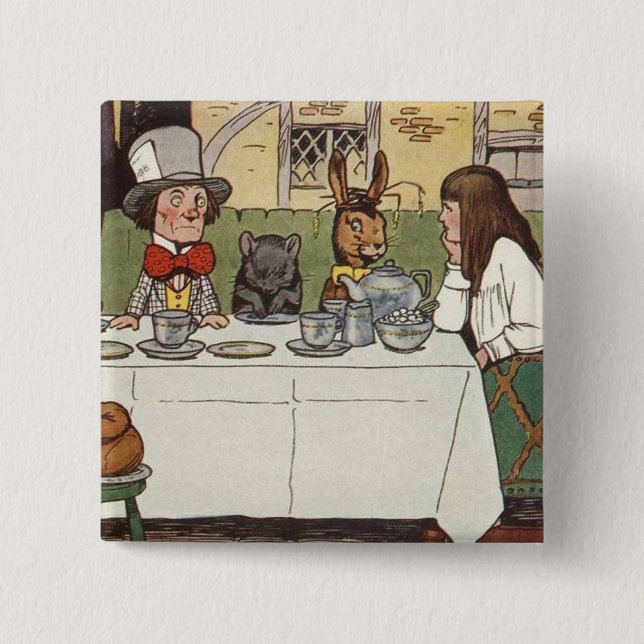 Mad Hatter Tea Party 15 Cm Square Badge (Front)
