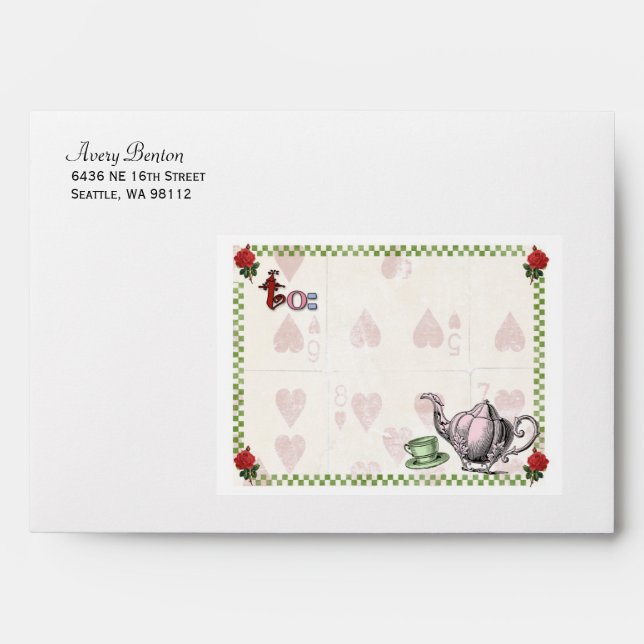 Mad Hatter Tea Party Personalised Envelope (Front)