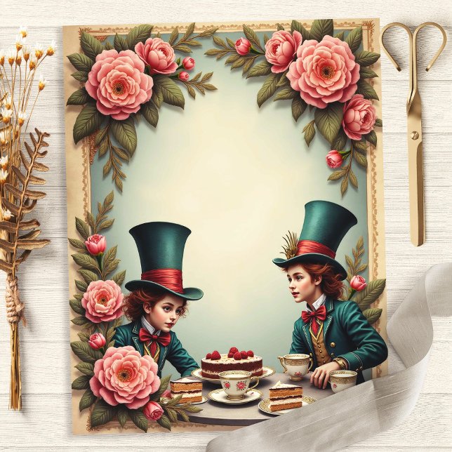 Mad Hatter Tea Party Roses Scrapbook Paper (Creator Uploaded)