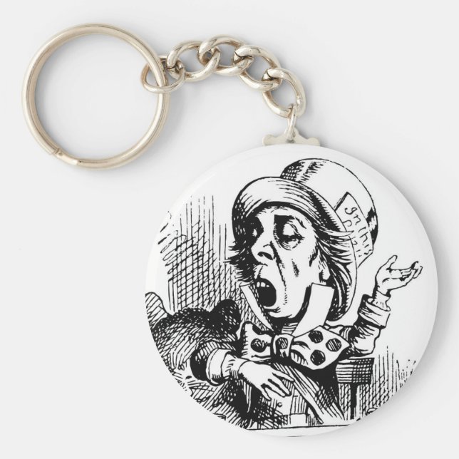 Mad Hatter Tenniel illustration Key Ring (Front)