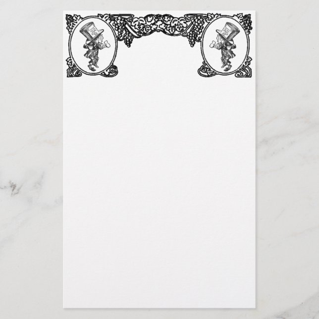 Mad Hatter Vintage Frame Stationery (Front)