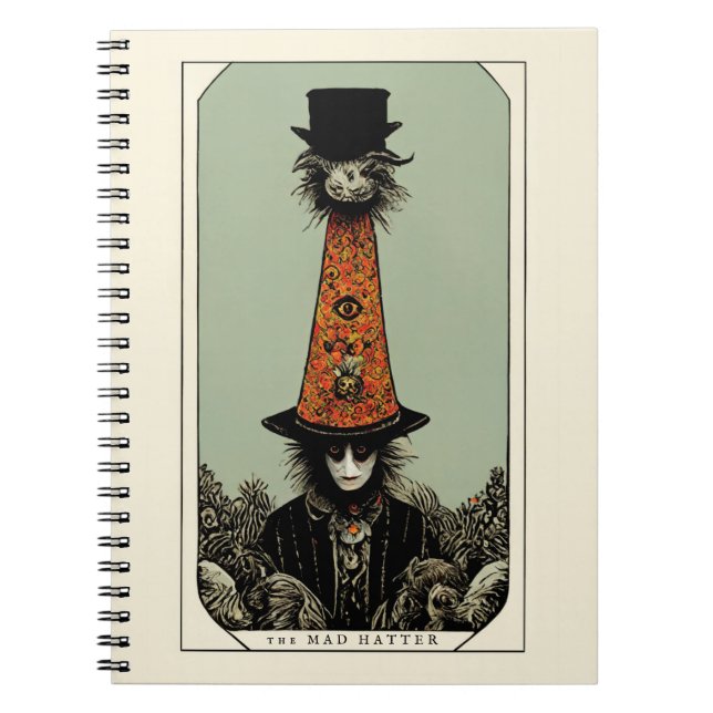 Mad Hatter Vintage Whimsical Tarot Inspired Notebook (Front)