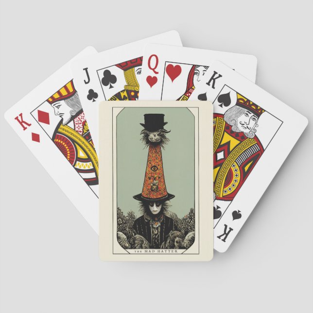 Mad Hatter Vintage Whimsical Tarot Inspired Playing Cards (Back)
