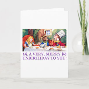 MAD HATTER WISHES ALICE A VERY MERRY UNBIRTHDAY! HOLIDAY CARD