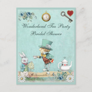 Mad Hatter Wonderland Tea Party Bridal Shower Invitation