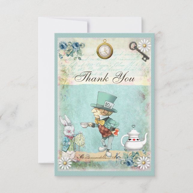 Mad Hatter Wonderland Wedding Thank You (Front)