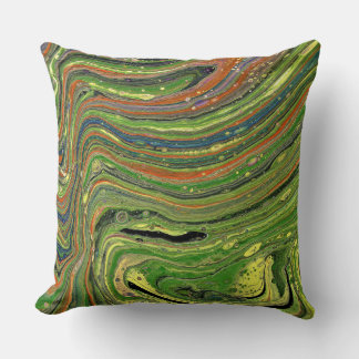 Mad Love 3 Green Striped Abstract Throw Pillow
