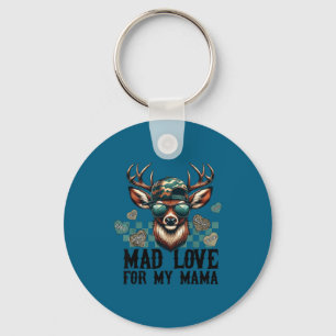 Mad Love For My Mama Deer Head Valentines Day Hunt Key Ring
