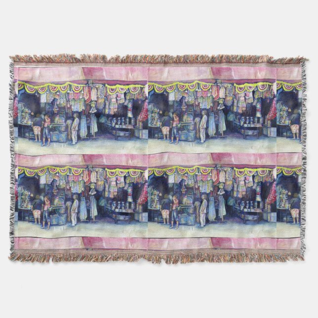 Mad Man on Market and Main, Singapore Throw Blanket (Front)