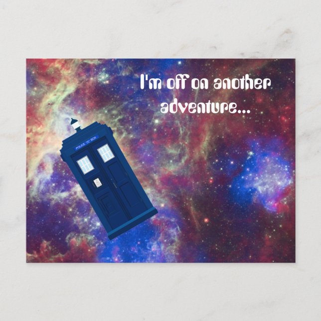 Mad Man with a Box travelling through space Postcard (Front)