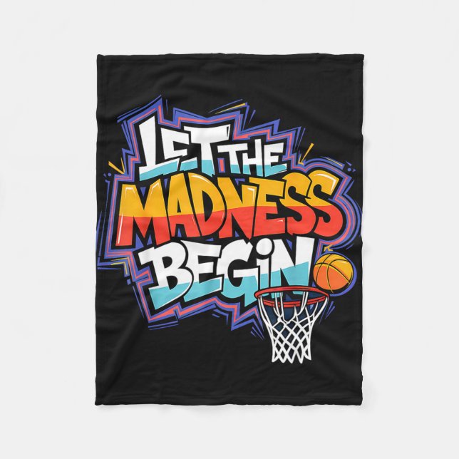 Mad march begin basketball graffiti squad fleece blanket (Front)