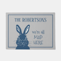 Mad March Hare Rabbit Blue Grey Funny Custom