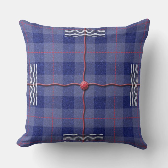 Mad Plaid in Blue Cushion (Front)