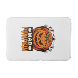 Mad Pumpkin Halloween Vintage Engraving Design_1 Bath Mat