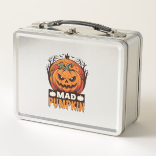 Mad Pumpkin Halloween Vintage Engraving Design_1 Metal Lunch Box