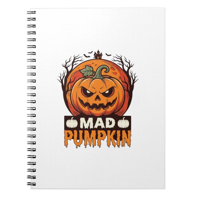 Mad Pumpkin Halloween Vintage Engraving Design_1 Notebook (Front)