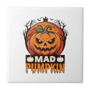 Mad Pumpkin Halloween Vintage Engraving Design_1 Tile