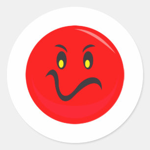 mad red face classic round sticker