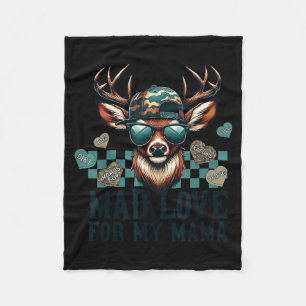 Mad Retro Love For My Mama Camo Deer Hunting Valen Fleece Blanket