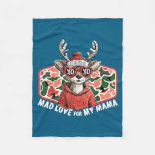 Mad Retro Love For My Mama Camo Deer Hunting Valen Fleece Blanket