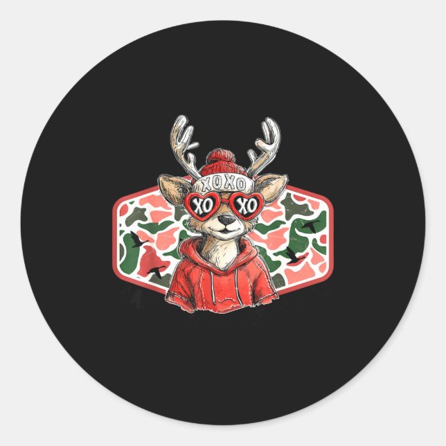 Mad Retro Love For My Mama Deer Hunting Boys Valen Classic Round Sticker (Front)