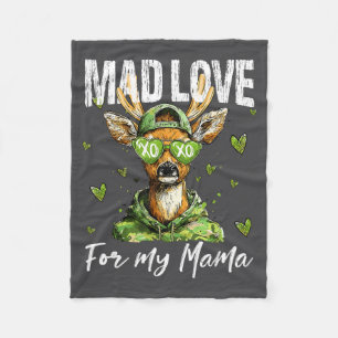 Mad Retro Love For My Mama Deer Hunting Boys Valen Fleece Blanket
