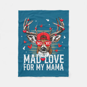 Mad Retro Love For My Mama Deer Hunting Boys Valen Fleece Blanket