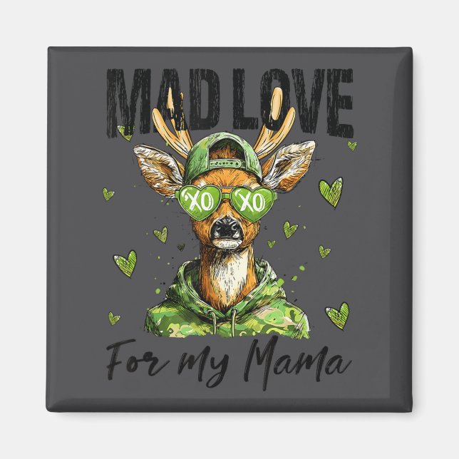 Mad Retro Love For My Mama Deer Hunting Boys Valen Magnet (Front)