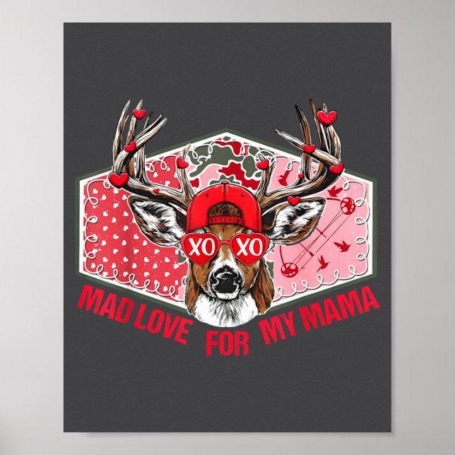 Mad Retro Love For My Mama Deer Hunting Boys Valen Poster (Front)